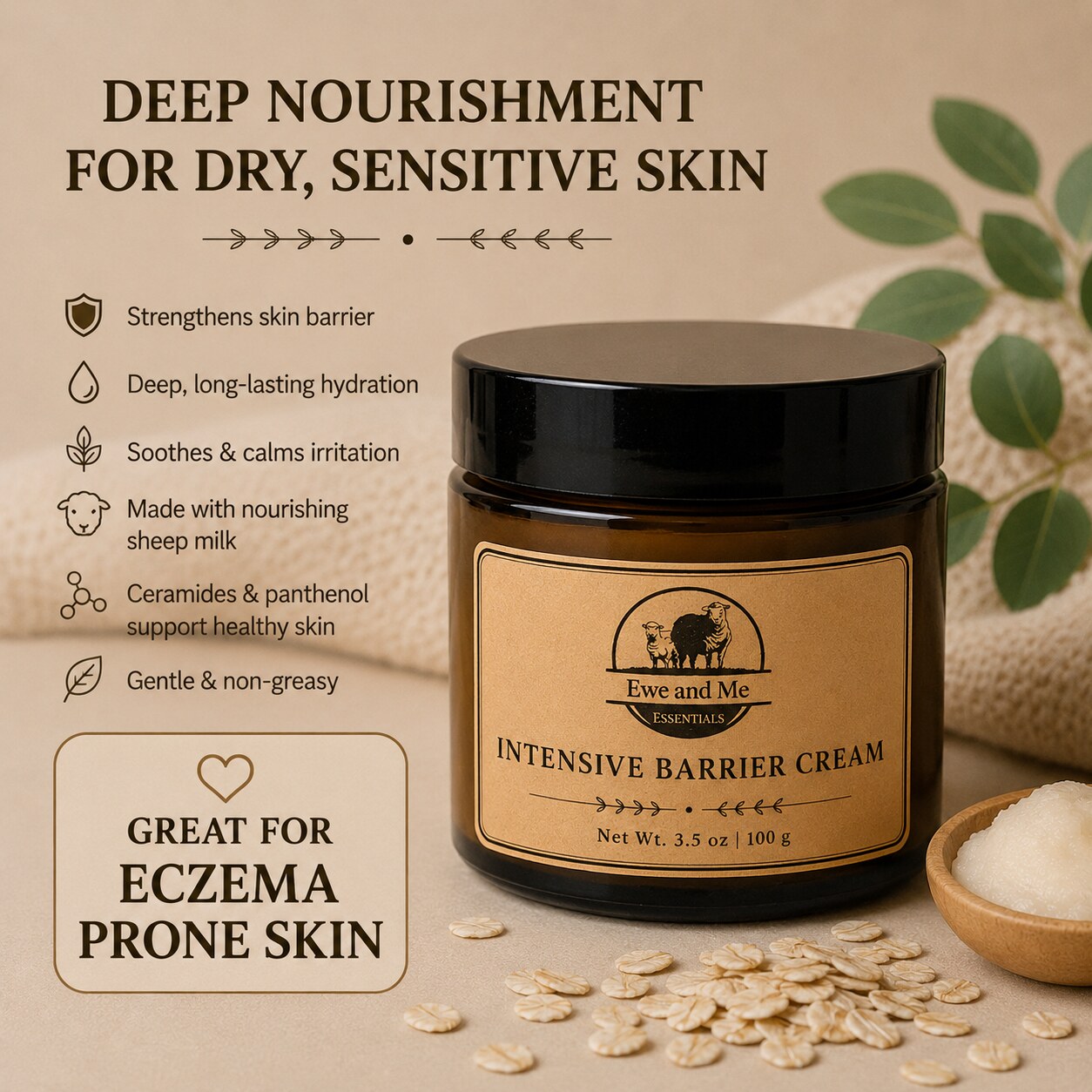 Deep nourishment for dry, sensitive skin — strengthens the skin barrier and soothes irritation