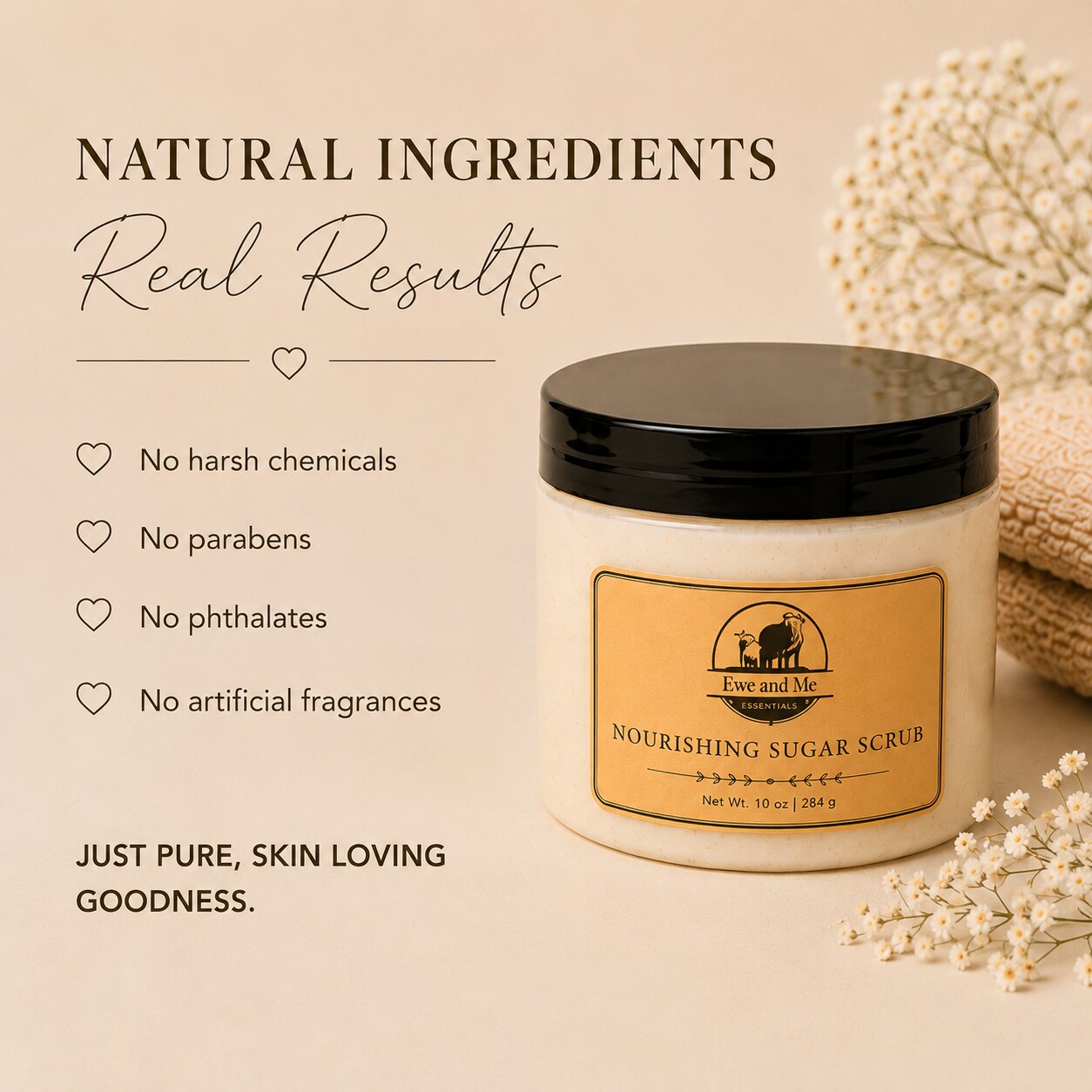 Natural ingredients, real results - no harsh chemicals, parabens, phthalates, or artificial fragrances