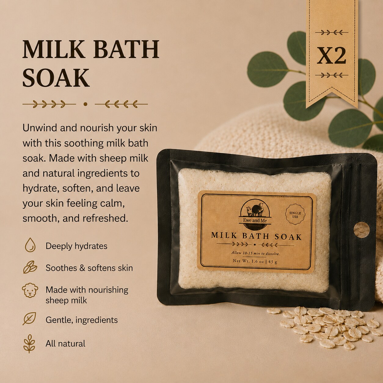 Two Milk Bath Soaks — soothe and soften skin with sheep milk and oats