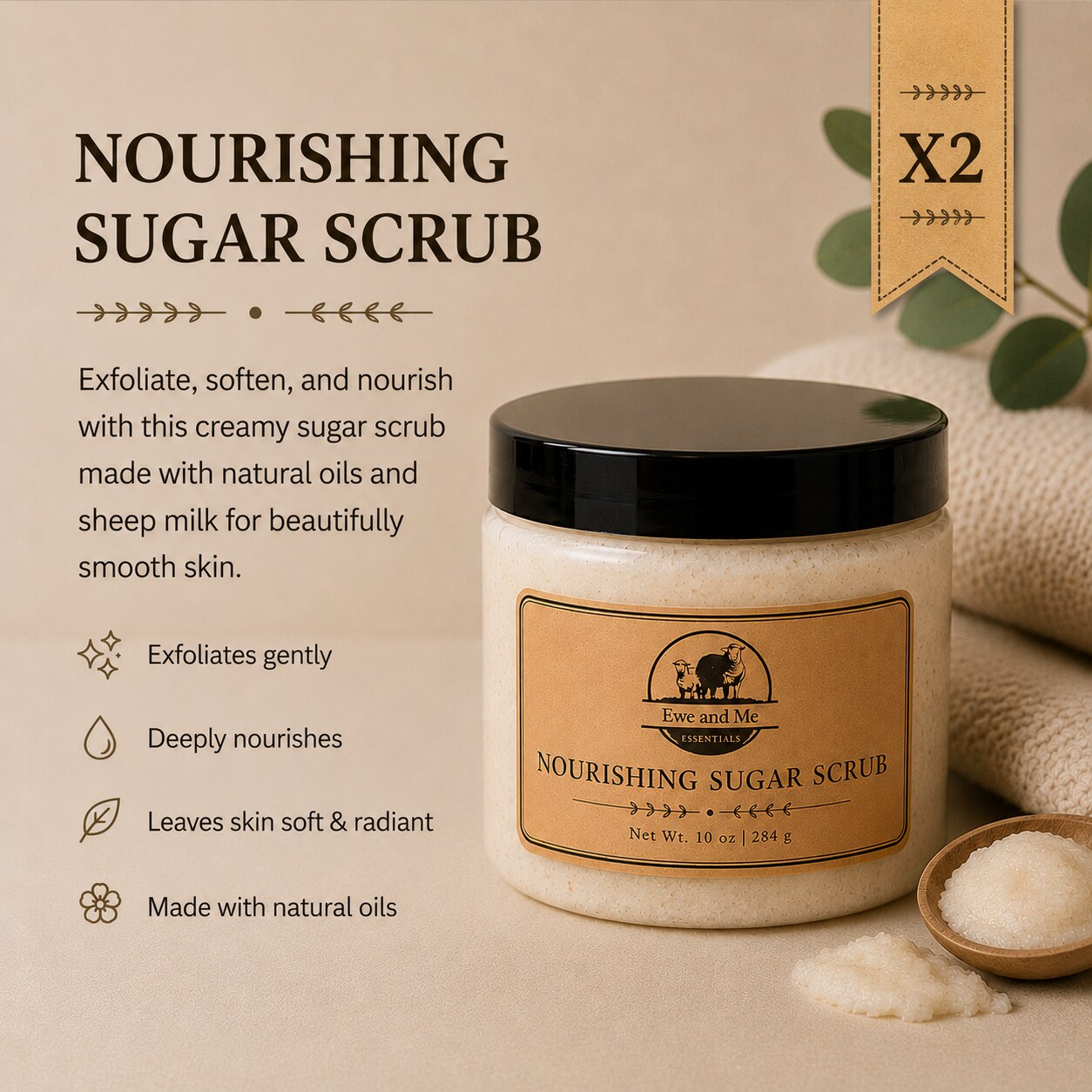 Two Nourishing Sugar Scrubs — gently exfoliates and leaves skin soft and radiant